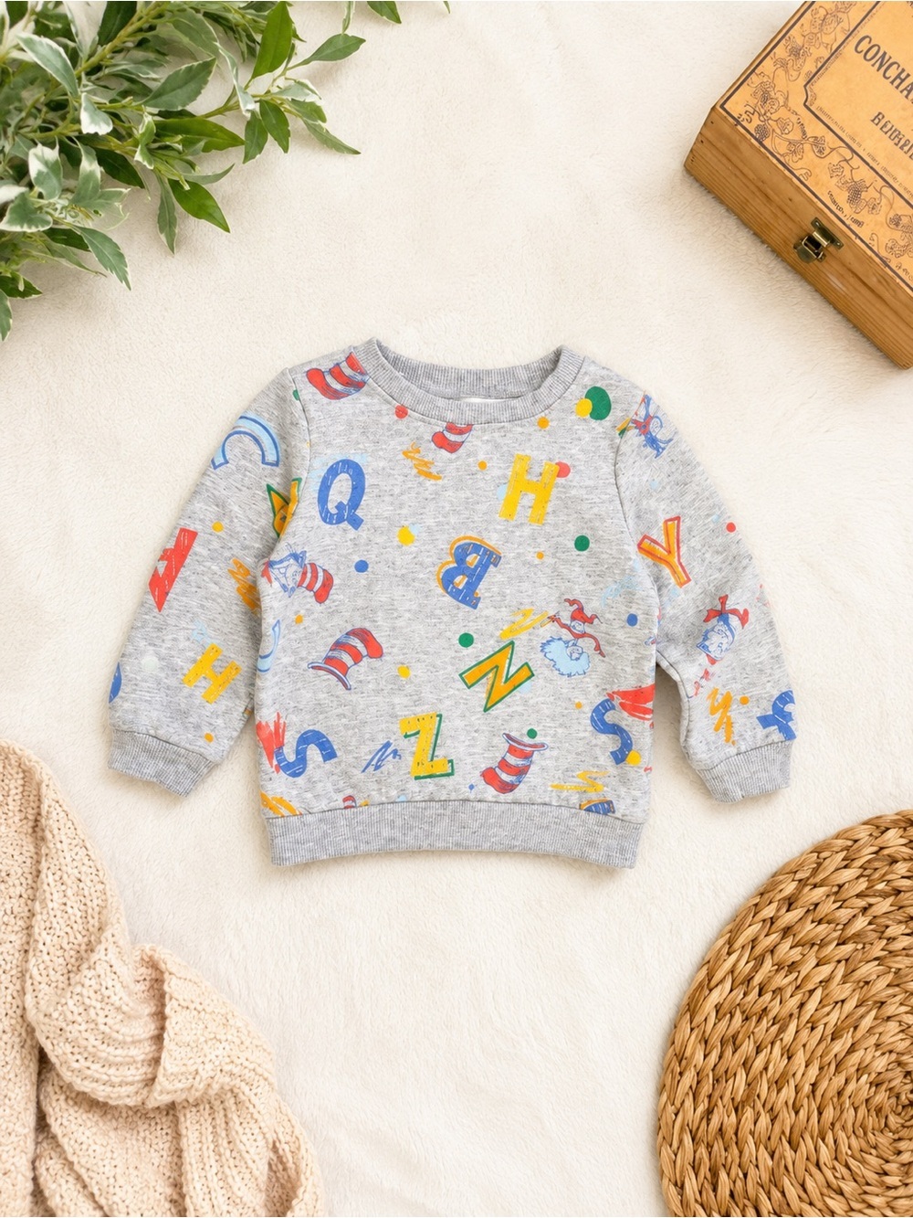 Dr. Seuss Alphabet Print Sweatshirt 2T Toddler Gray Multicolor Alphabet